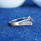 925 Sterling Silver Red/Clear CZ Ring
