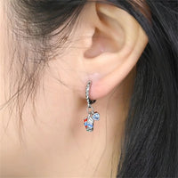 925 Sterling Silver Colourful Feather CZ Heart Hoop Earrings