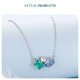 925 Sterling Silver Triple Stone Necklace