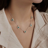 925 Sterling Silver 5 Hearts Studded Necklace - 4 Options