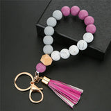 Fashion Silicone Beaded Tassel Keychain - 9 Options