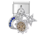 Stainless Steel Sun/Moon/Star Hanging Italian Charm