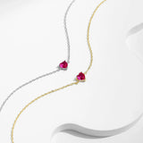 925 Sterling Silver Rose Red Zirconia Heart Bracelet - 2 Options