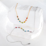 Stainless Steel 7 Colour CZ Necklace - 2 Colours - 2 Designs