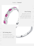 925 Sterling Silver Square Cubic Zirconia Stackable Ring - 2 Colours