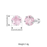 925 Sterling Silver Sakura Cut Screw-back Ear Stud Earrings - 2 Colours