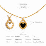 Stainless Steel Black and White Double-sided Heart Necklace/Earrings - 2 Colours