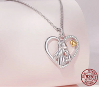 925 Sterling Silver Mother and Child Heart Necklace