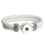 18mm Printed Rope or Plain Leather Snap Bracelet - 41 Options