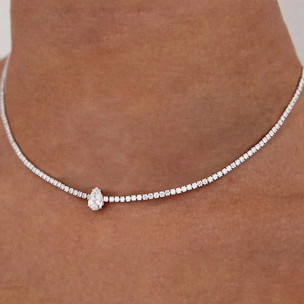 Fashion Pear Rhinestone Necklace