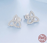 925 Sterling Silver Celtic Trinity Knot CZ Earrings