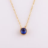 Stainless Steel Round Birthstone Pendant Necklace - 2 Colours - 12 Options
