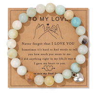 Natural Stone Family Themed Bead Bracelet - 3 sizes - 33 Options