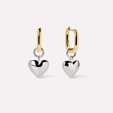 925 Sterling Two Colour Love Heart Drop Earrings