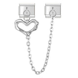 Stainless Steel Heart Chain Italian Charm - 8 Colours