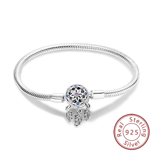 925 Sterling Silver Dream Catcher Charm Bracelet 17-20CM