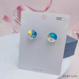 S925 Sterling Silver Multi Faceted 12MM Round Crystal Studs - 8 Options
