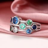 Fashion Multi-coloured Cubic Zirconia Circles Ring