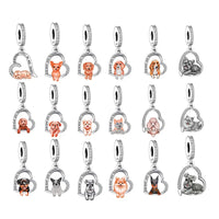 925 Silver Love You Forever Dog Hanging Charm - 33 Options