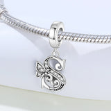 925 Sterling Silver CZ Butterfly/Letter Hanging Charm