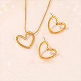 Stainless Steel Hollow Distorted Heart Earrings/Necklace Set