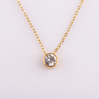Stainless Steel Round Birthstone Pendant Necklace - 2 Colours - 12 Options