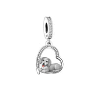 925 Silver Love You Forever Dog Hanging Charm - 33 Options