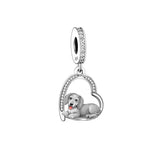 925 Silver Love You Forever Dog Hanging Charm - 33 Options