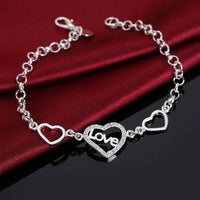 925 Sterling Silver Crystal Love Heart Bracelet