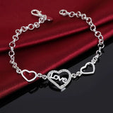 925 Sterling Silver Crystal Love Heart Bracelet