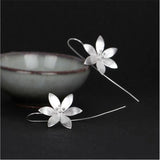 925 Sterling Silver Flower Ear Hook Earrings