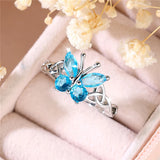 Fashion Blue CZ Butterfly Ring - 2 Colours