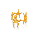 Stainless Steel Sea Themed Gold Coloured Adjustable Ring - 30 Options