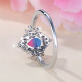 Fashion Pear Rainbow CZ Crescent Moon Ring