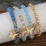 4Pcs Butterfly Beaded Bracelet Set - 7 Colours