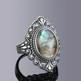 925 Sterling Silver Natural Labradorite Ring - 27 Options