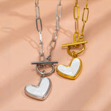 Stainless Steel Heart T Bar Necklace - 2 Colours