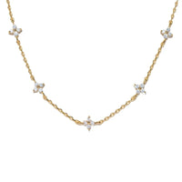 Stainless Steel 4 Leaf CZ Necklace - 2 Colours - 2 Designs
