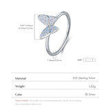 925 Sterling Silver Blue Opal Butterfly Ring