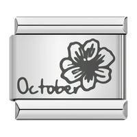 Stainless Steel Month Flower Italian Charm - 12 Options