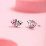 925 Sterling Silver Pink/Clear Pear Shaped CZ Earrings
