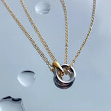 Stainless Steel Smooth Circle Double Chain Necklace - 3 Options