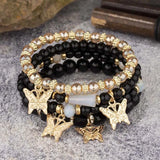 4Pcs Butterfly Beaded Bracelet Set - 7 Colours