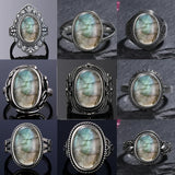 925 Sterling Silver Natural Labradorite Ring - 27 Options