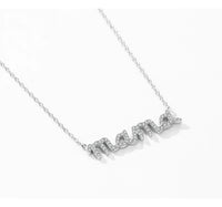 925 Sterling Silver Pave Setting CZ mama Necklace - 2 Colours