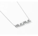 925 Sterling Silver Pave Setting CZ mama Necklace - 2 Colours