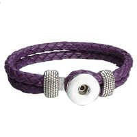 18mm Printed Rope or Plain Leather Snap Bracelet - 41 Options