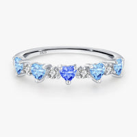 925 Sterling Silver Sea Blue CZ Heart Ring