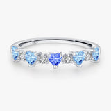 925 Sterling Silver Sea Blue CZ Heart Ring