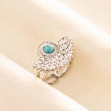 Stainless Steel Turquoise Colour Open Ring - 56 Options